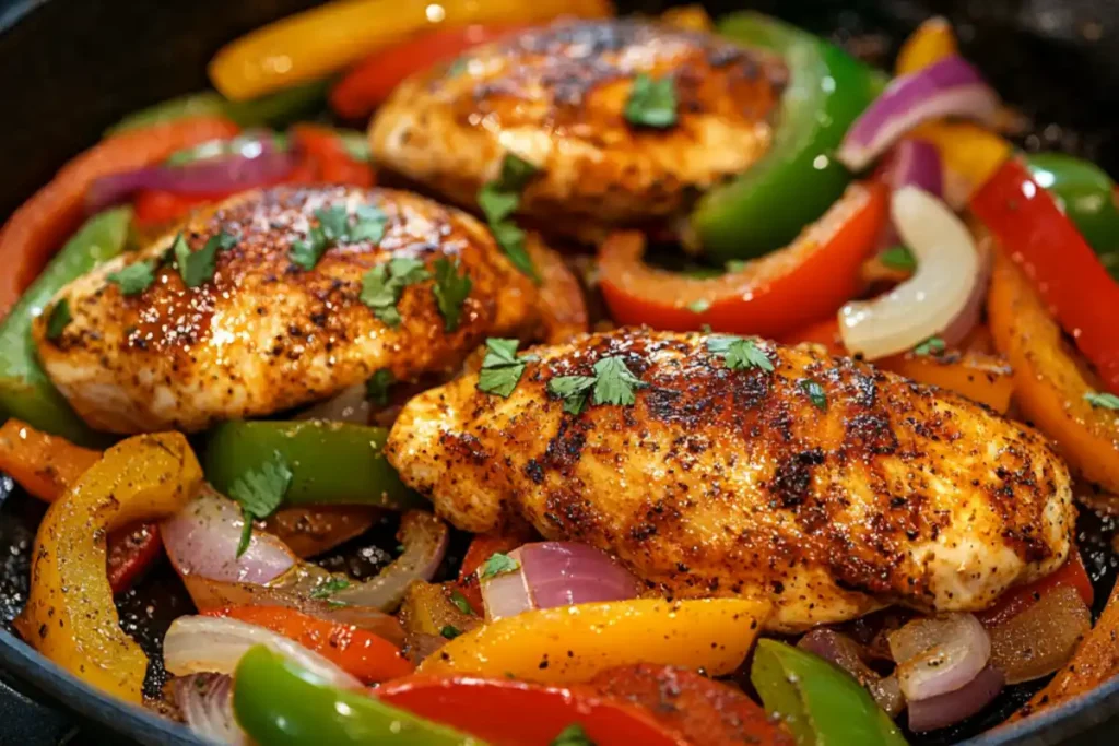 Cooking Chicken For Fajitas In A Cast Iron Skillet