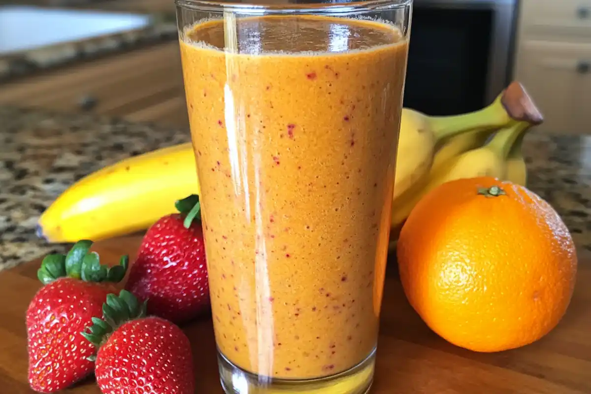 Fiber-rich pulp smoothie with fresh fruits