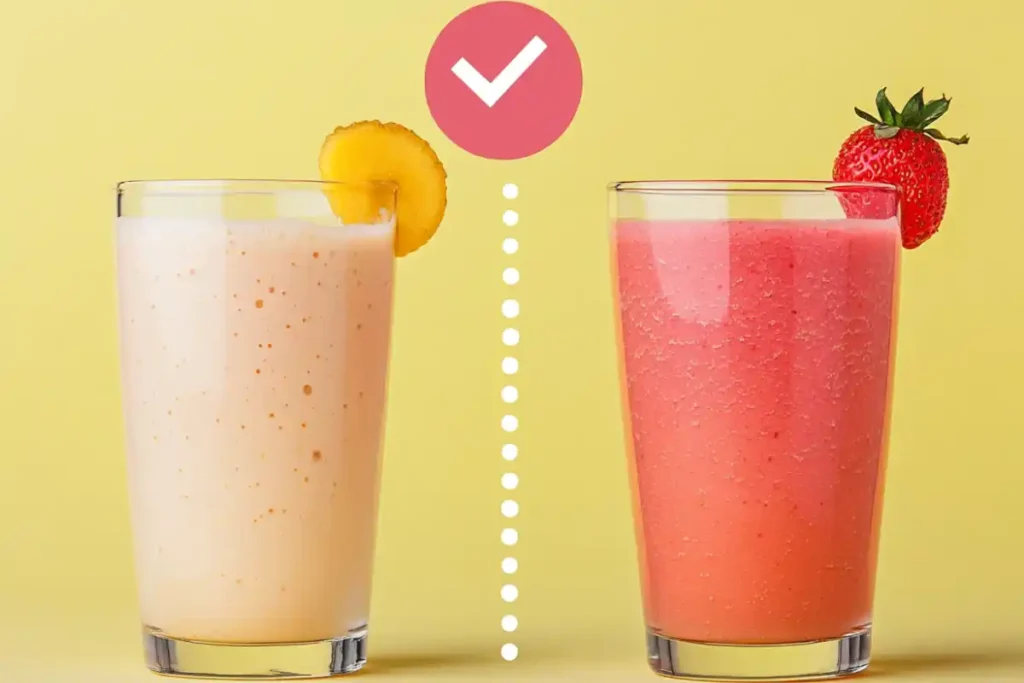 Comparison of a regular Bahama Mama smoothie and a healthier version.