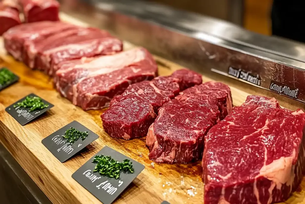 Raw steak cuts ideal for steak bites