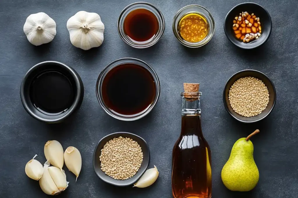 Korean BBQ sauce ingredients laid out on a table