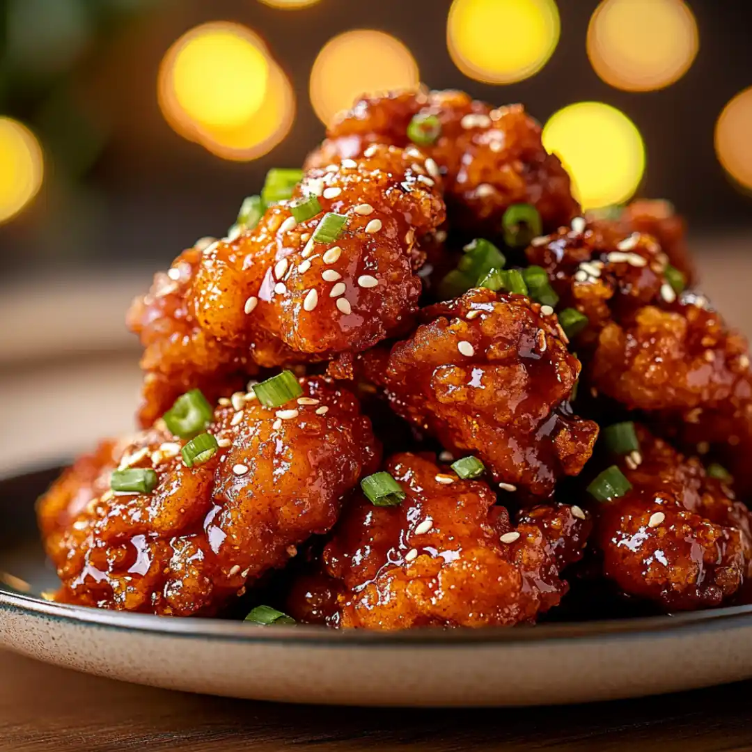 Korean fried chicken with gochujang glaze